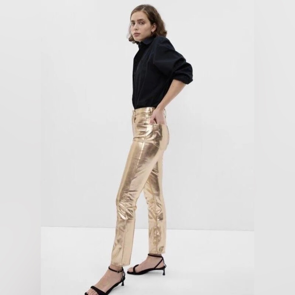 Metallic Gold Faux Leather Pants